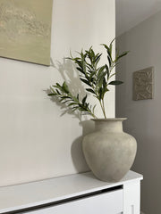 Large light beige rounded pot/vase