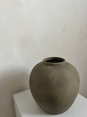 dark earthy brown rustic round vase