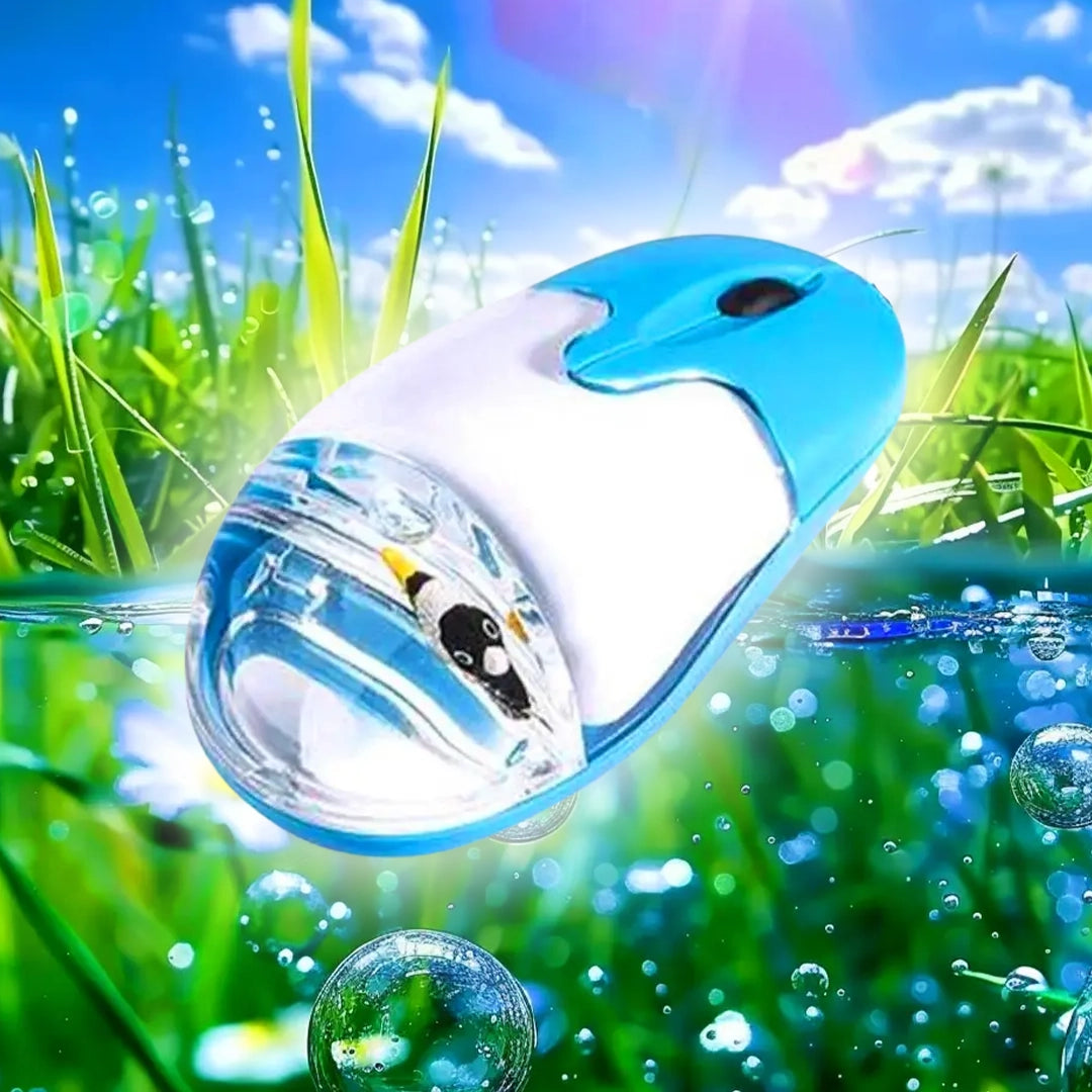 Frutiger Aero Aqua Mouse - Helvetica Aqua Liquid Computer Mouse with Floating Fish