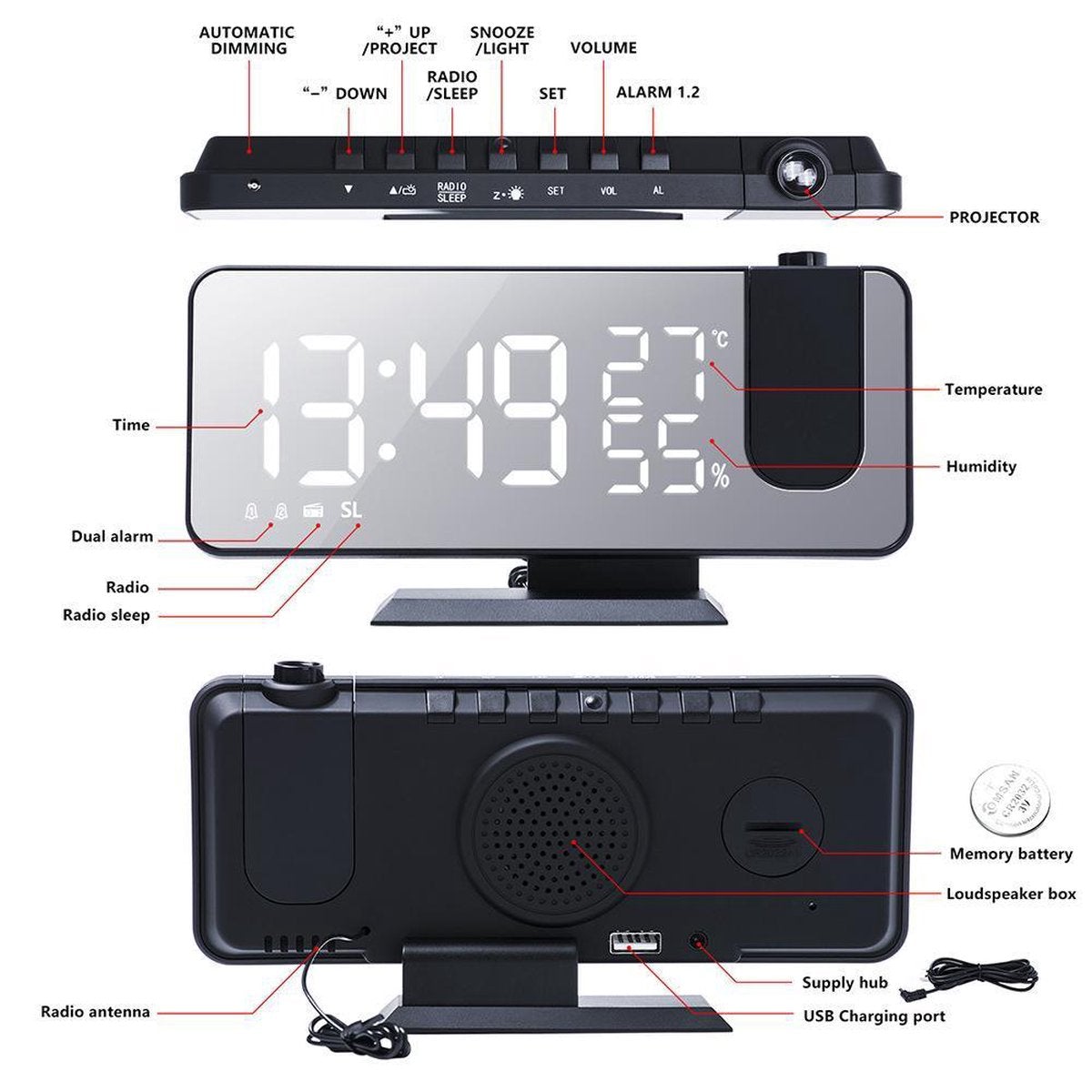 Voorganger Bijdrager Begrafenis Digitale Wekkerradio - Alarm Clock – Nixnix