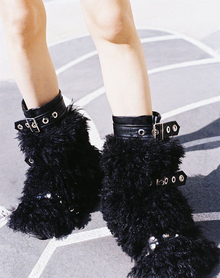 Black Rabbit Fur Boot Covers/Leg Warmers