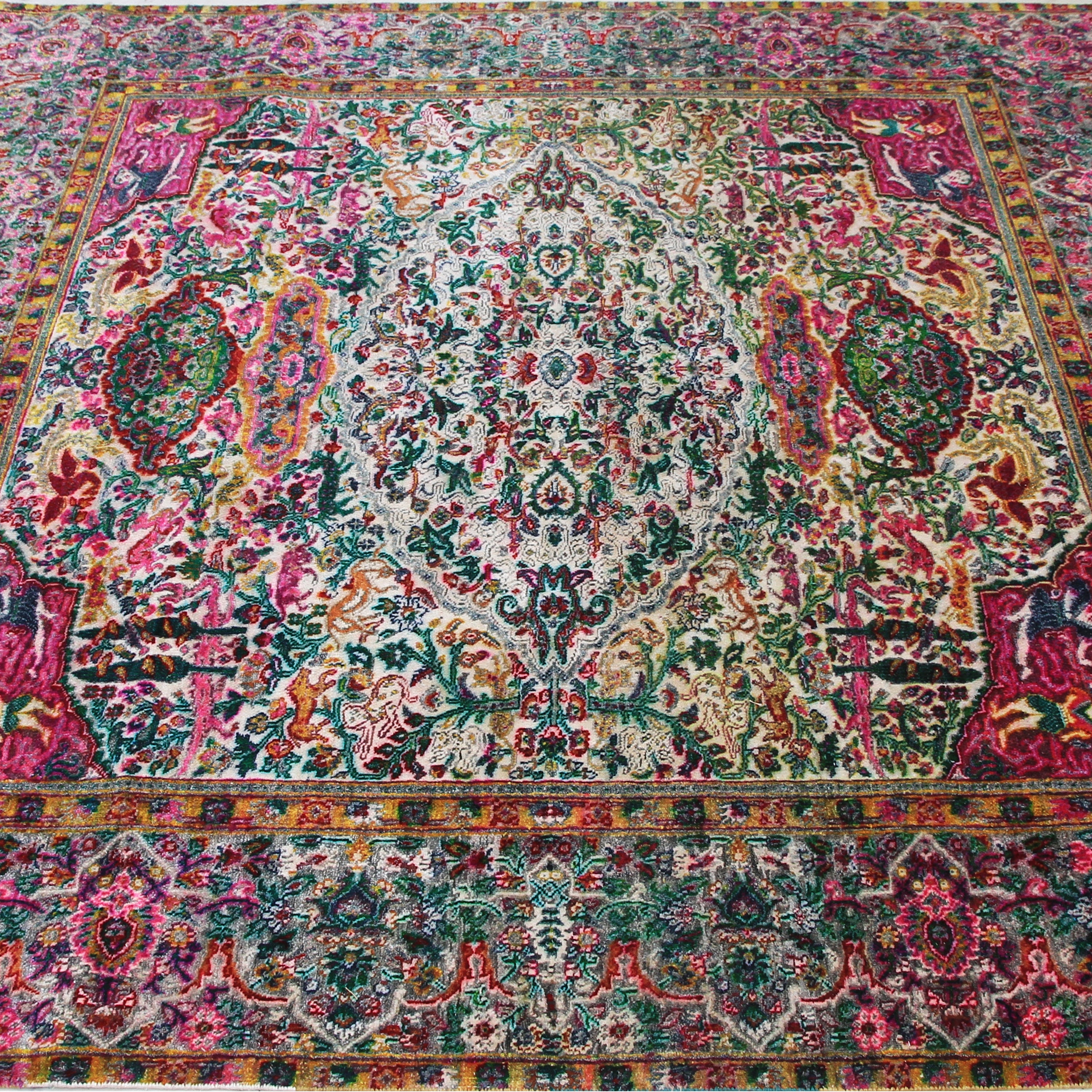 Transitional Silk Rug in Multicolored Alchemy Design - 6'5" x 6'6"