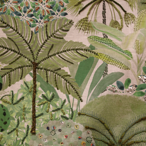 Garvi Rathod Textile Art with trees and greenery