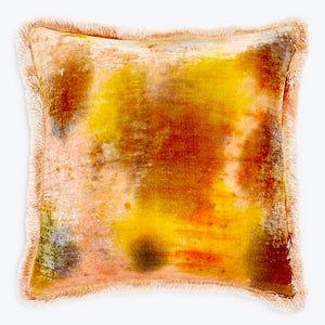 Silk Shaded Yellow Fringe Pillow