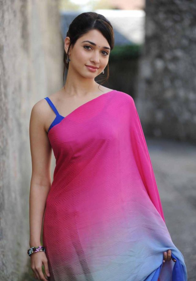 Tamanna bhatiya pink hot Indian saree