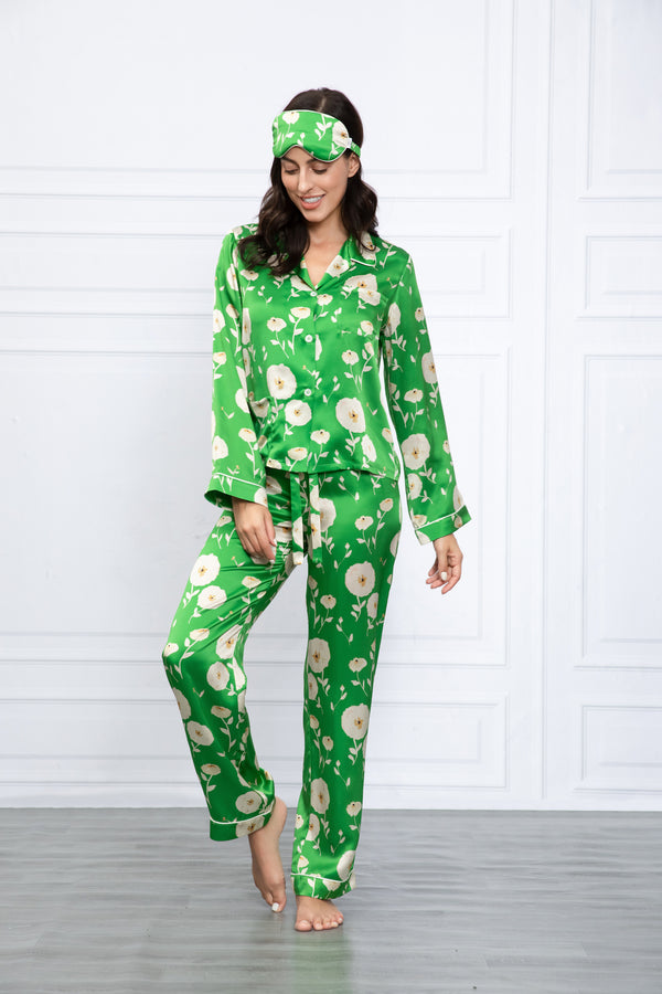 Lily Of the Valley Print Washable Silk Pajamas Set – Fleur Feels