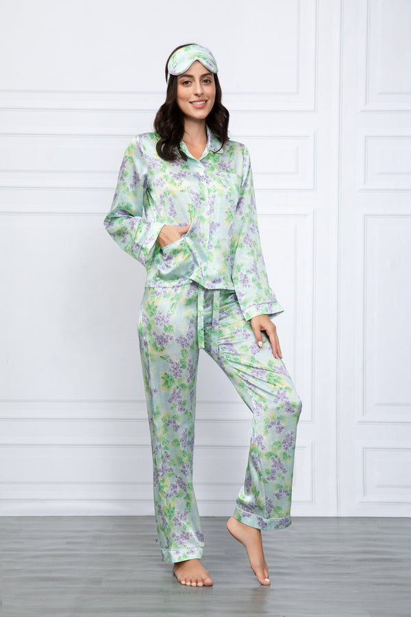 Lily Of the Valley Print Washable Silk Pajamas Set – Fleur Feels