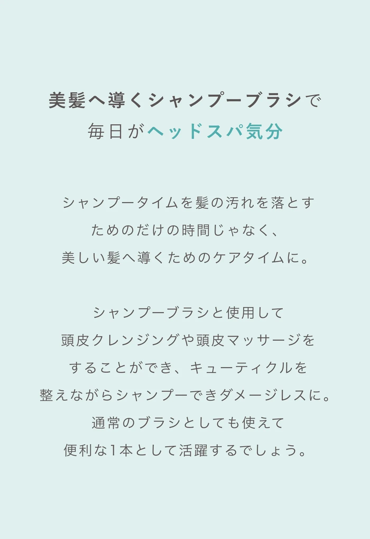 クレイシースパ シャンプーブラシ（ヘッドスパブラシ）はシャンプータイムの時間だけでなく、日々のケアにも使えます。