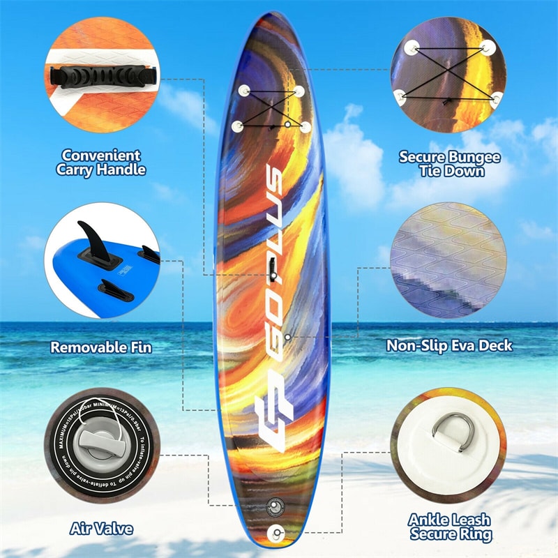 10.5' 11' Inflatable Stand Up Paddle Board with Backpack Aluminum Paddle Pump