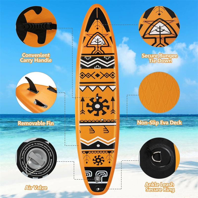 11' Inflatable Stand Up Paddle Board with Backpack Aluminum Paddle Pump