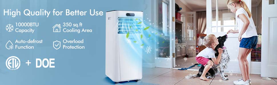 10000 BTU Portable Air Conditioner Air Cooler with Remote Control for Home & Office
