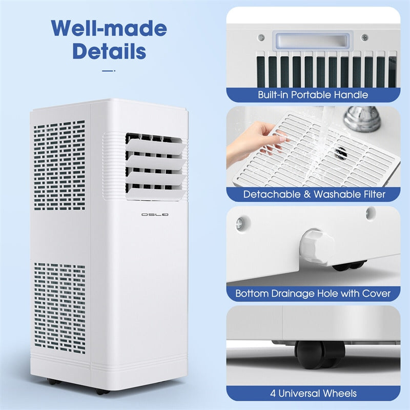 8000 BTU 3-in-1 Portable Air Conditioner with Cooling Fan Dehumidifier Function & Remote Control