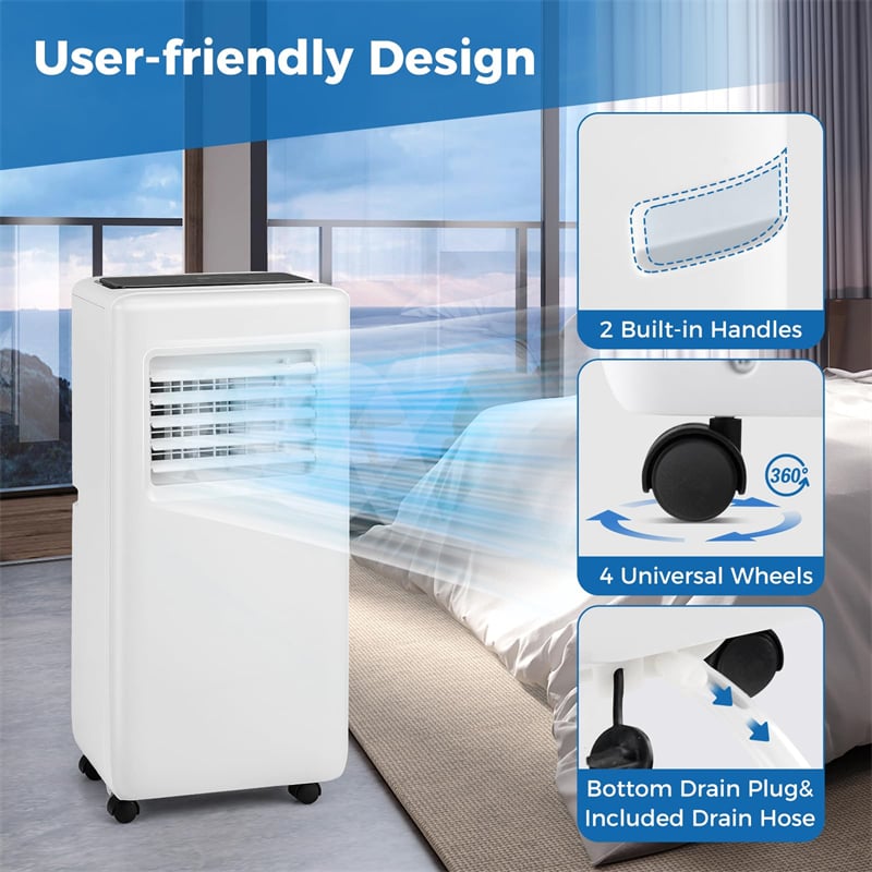 10000BTU Portable Air Conditioner 3-in-1 Quiet AC Unit with Fan, Dehumidifier, Smart Sleep Mode, Remote Control, Window Installation Kit