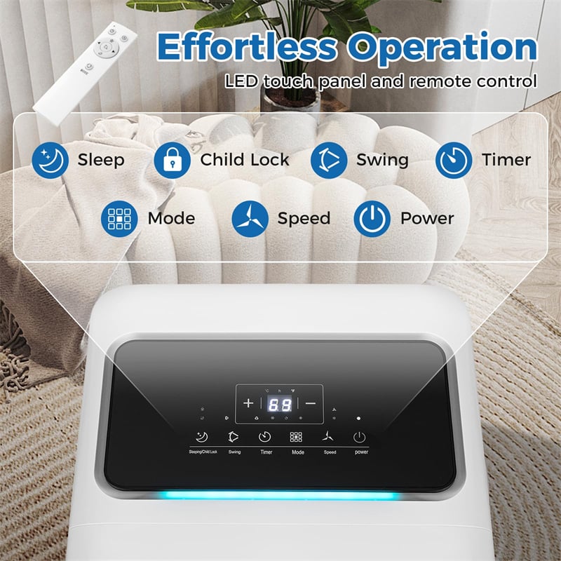 10000BTU Portable Air Conditioner 3-in-1 Quiet AC Unit with Fan, Dehumidifier, Smart Sleep Mode, Remote Control, Window Installation Kit