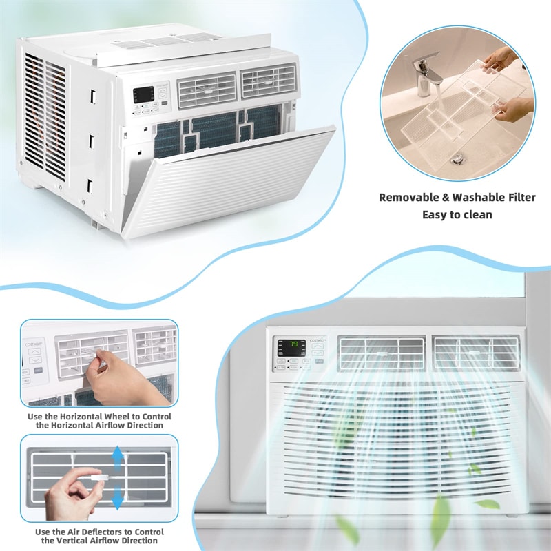 10000 BTU Quiet Window Air Conditioner Energy Efficient Electronic AC Unit Cools 450 Sq.Ft with Cool, Dry, Fan, Auto, ECO Mode & Remote Control