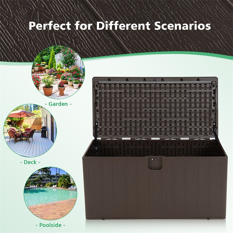 105 Gallon Outdoor Storage Deck Box All Weather Resin Lockable Storage Container
