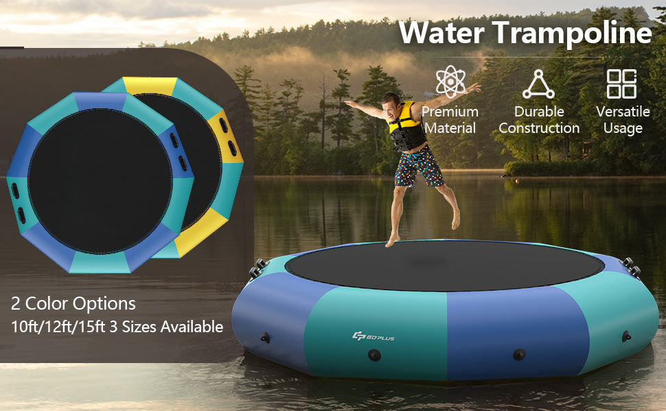 10FT Inflatable Water Trampoline Recreational Water Bouncer