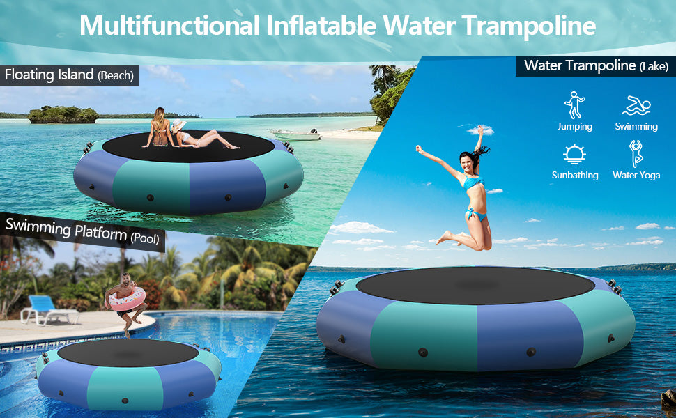 10FT Inflatable Water Trampoline Recreational Water Bouncer