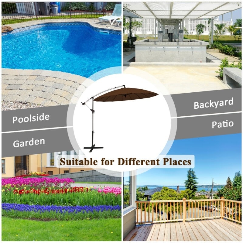 10 Ft Outdoor Patio Offset Umbrella Cantilever Umbrella