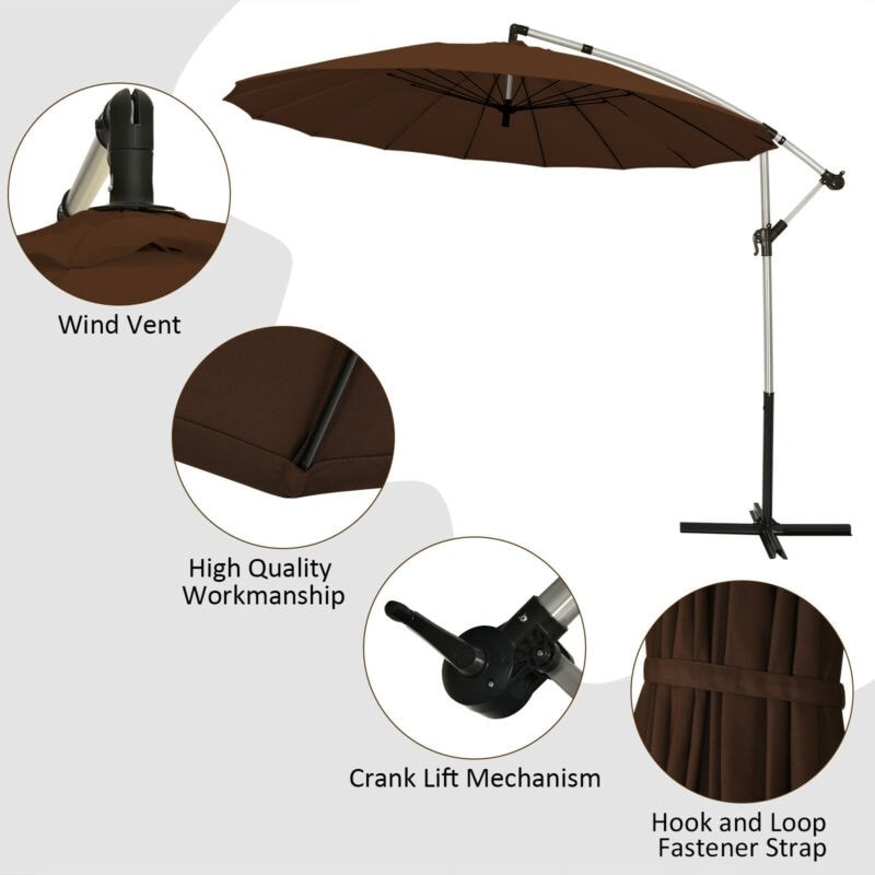 10 Ft Outdoor Patio Offset Umbrella Cantilever Umbrella
