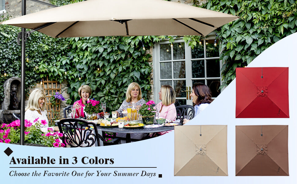 10 x 10 FT Square Offset Cantilever Patio Umbrella with 3 Tilt Settings & 360° Rotation Function