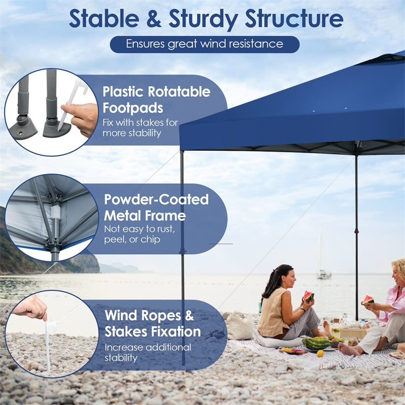 10' x 10' Pop Up Canopy Tent Easy Set-up Instant Canopy Outdoor Folding Tent Adjustable Height Sun Shelter with Center Lock & Carry Bag