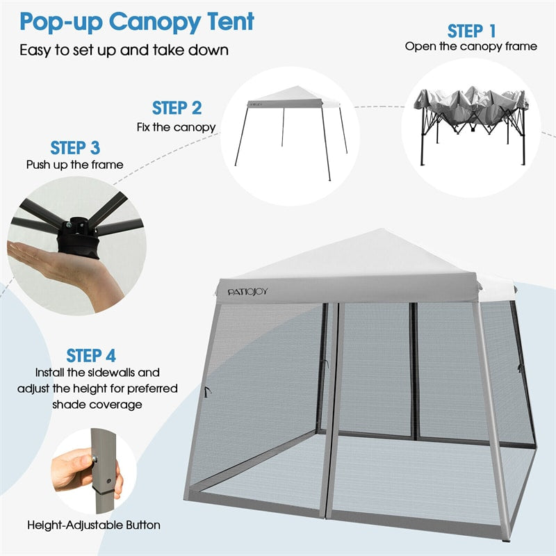 10x10 FT Outdoor Pop Up Canopy Patio Instant Canopy Tent with Netting & Roller Bag
