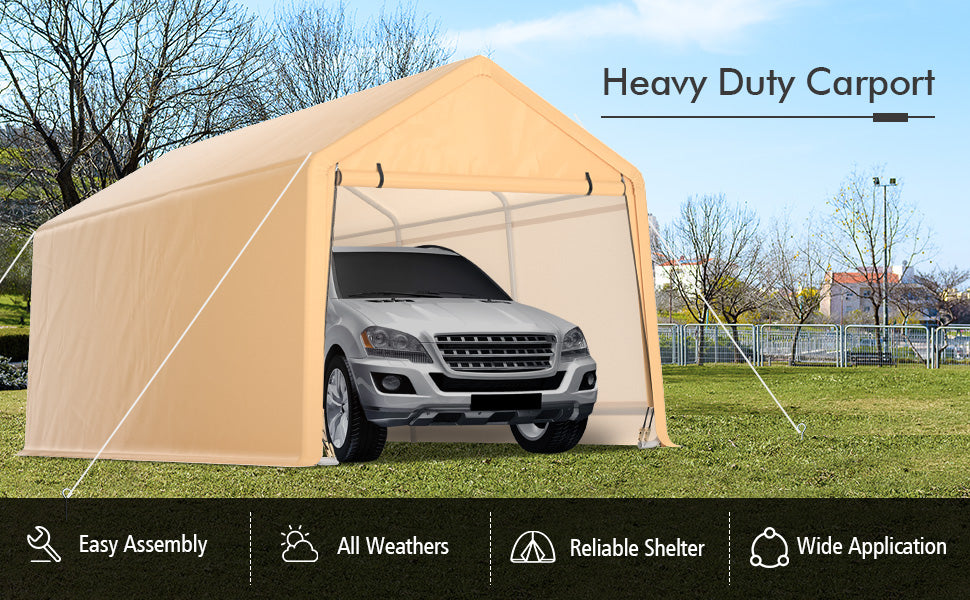 10' x 20' Heavy Duty Carport Portable Garage Car Canopy Shelter with Removable Sidewalls