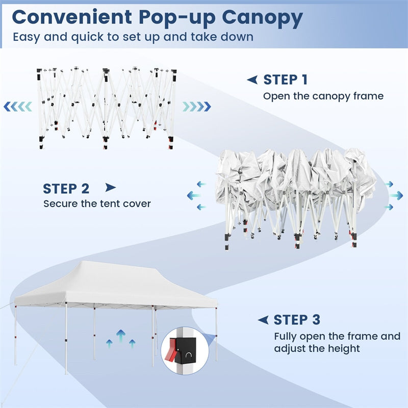 10 x 20 FT Pop Up Canopy Easy Setup Instant Canopy Tent UPF 50+ Portable Outdoor Canopy Party Wedding Tent with Carrying Bag