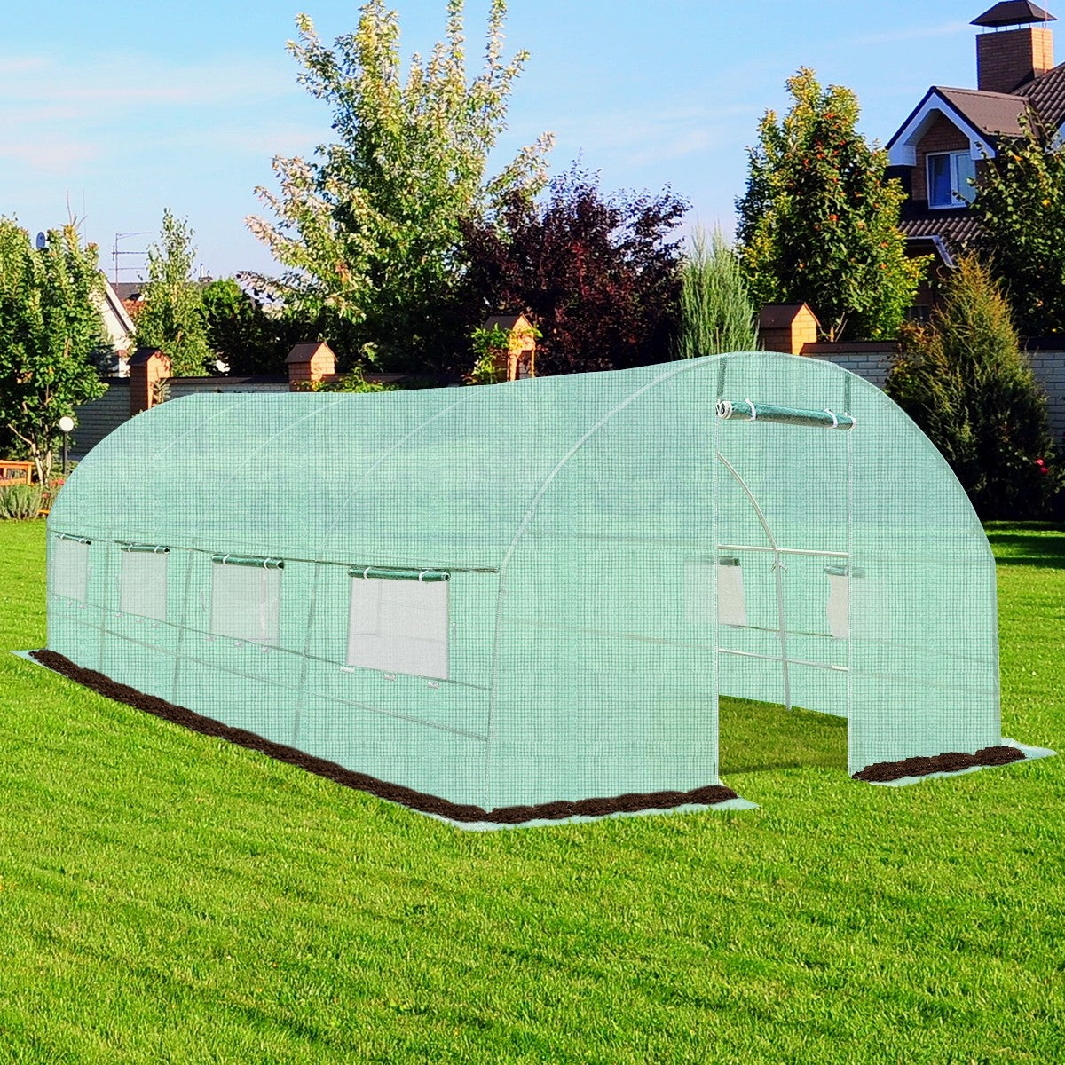 10' x 6.5' x 20' Backyard Portable Walk-in Greenhouse with 8 Windows