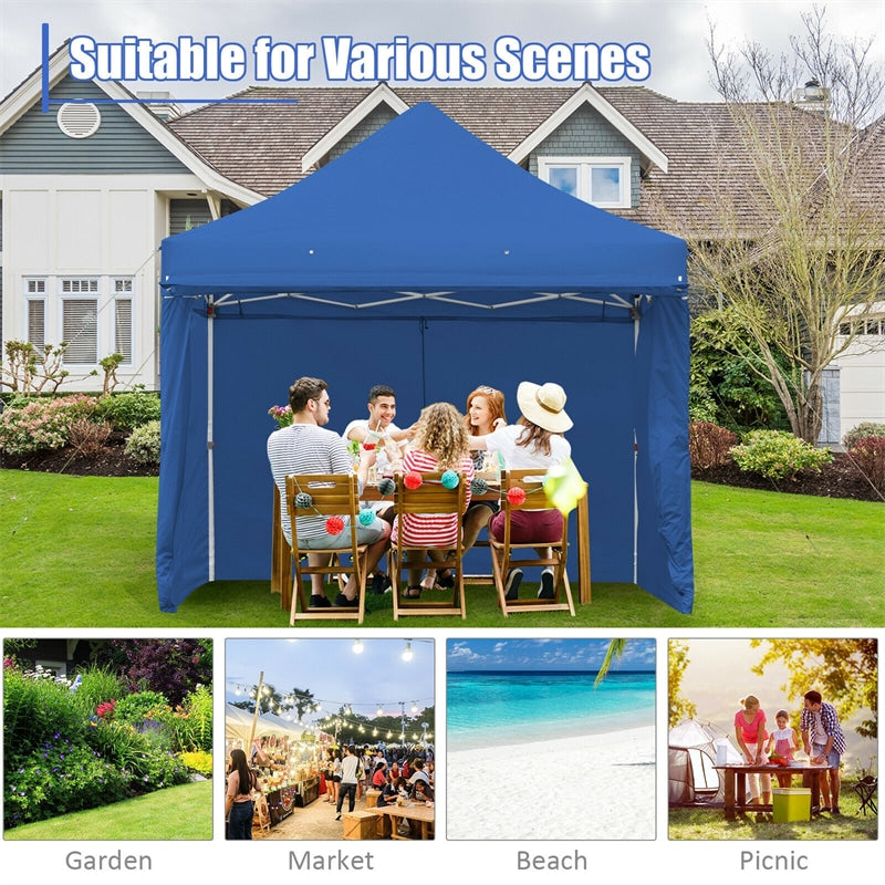 10' x 10' 8 Sidewalls Pop up Canopy Tent Outdoor Party Gazebo w/Adjustable Awning