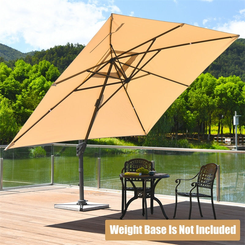 10ft x 13ft Rectangular Offset Cantilever Patio Umbrella with 360° Rotation Function