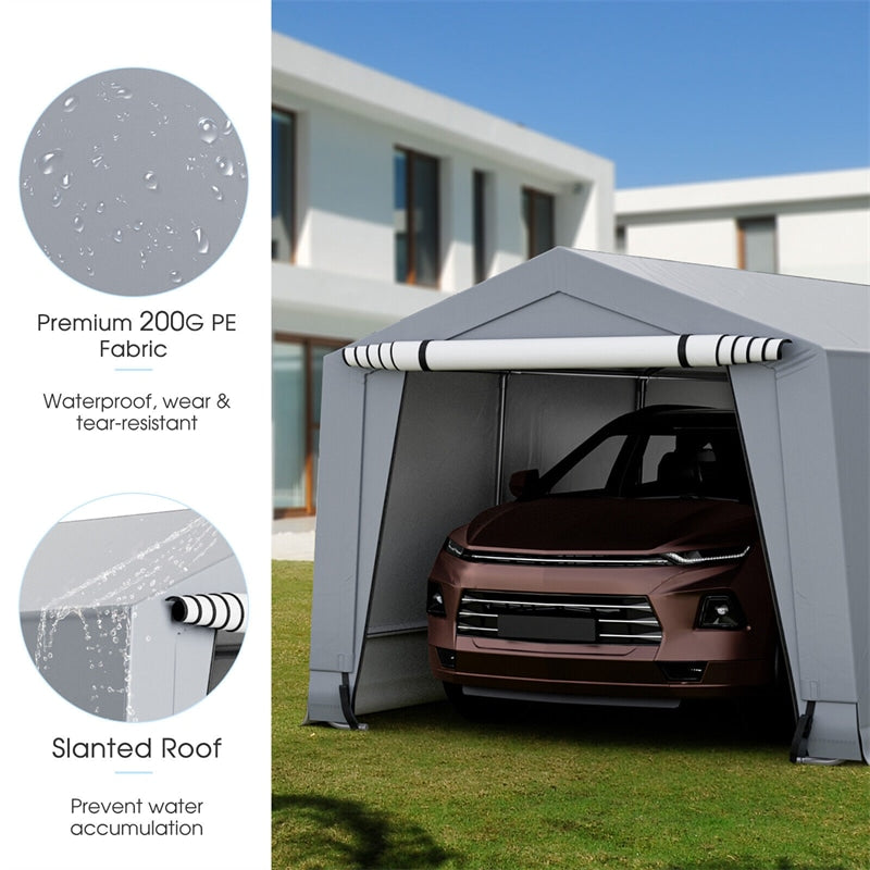 10' x 20' Heavy-Duty Outdoor Carport Car Canopy Shelter Portable Metal Garage with 2 Removable Doors