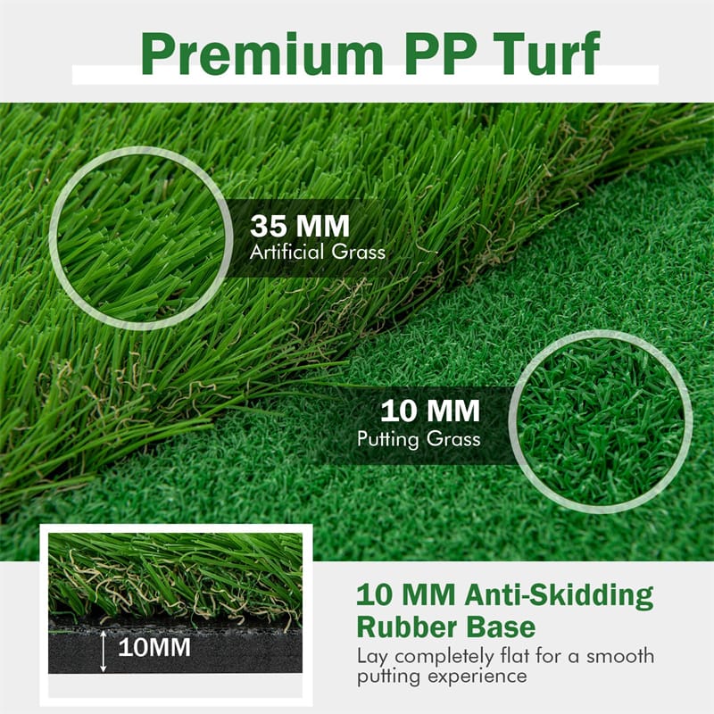 10 x 3.3FT Golf Putting Green Large Professional Golf Training Mat Indoor Outdoor Golf Putting Practice Mat with Artificial Grass Turf 2 Balls