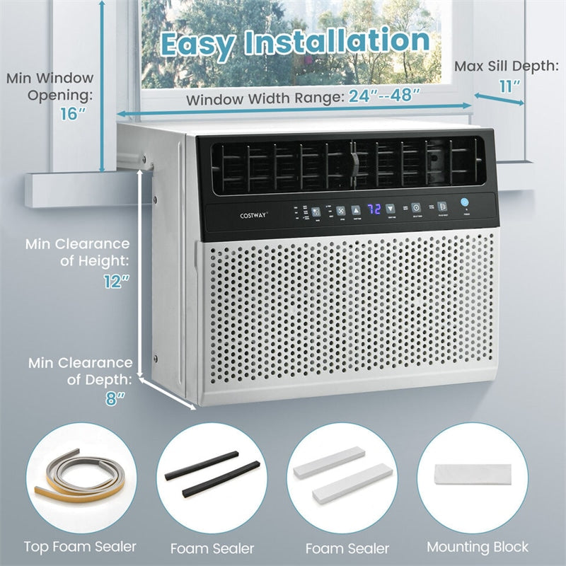 12000 BTU Window Air Conditioner Over-the-Sill AC unit with Energy Saver Modes, Remote & LED Control Panel