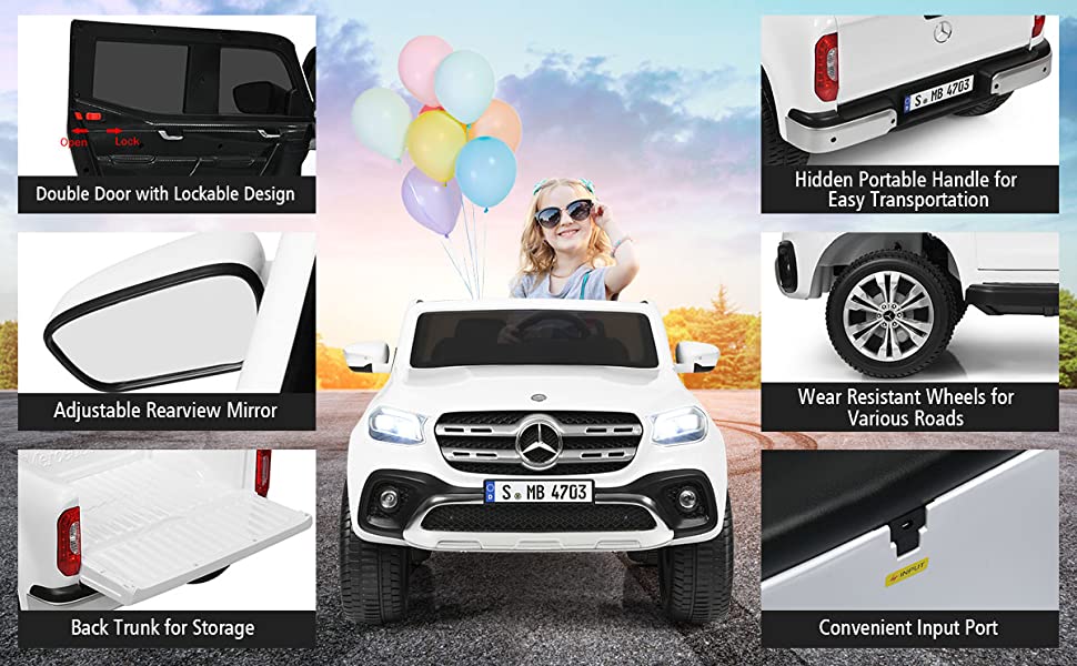12V 2-Seater Kids Ride On Truck Car Licensed Mercedes Benz X Class RC with Remote Control