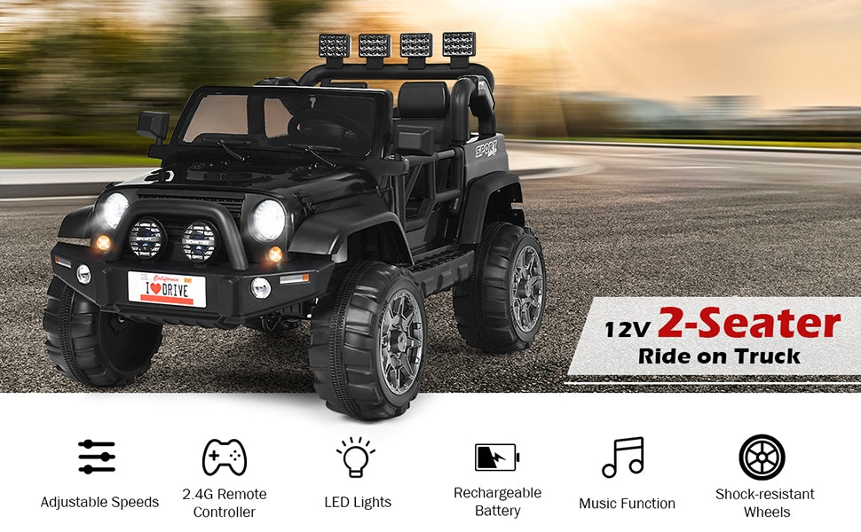 12V 2-Seater Kids Ride on Truck Powered Electric Vehicle Toy with Remote Control