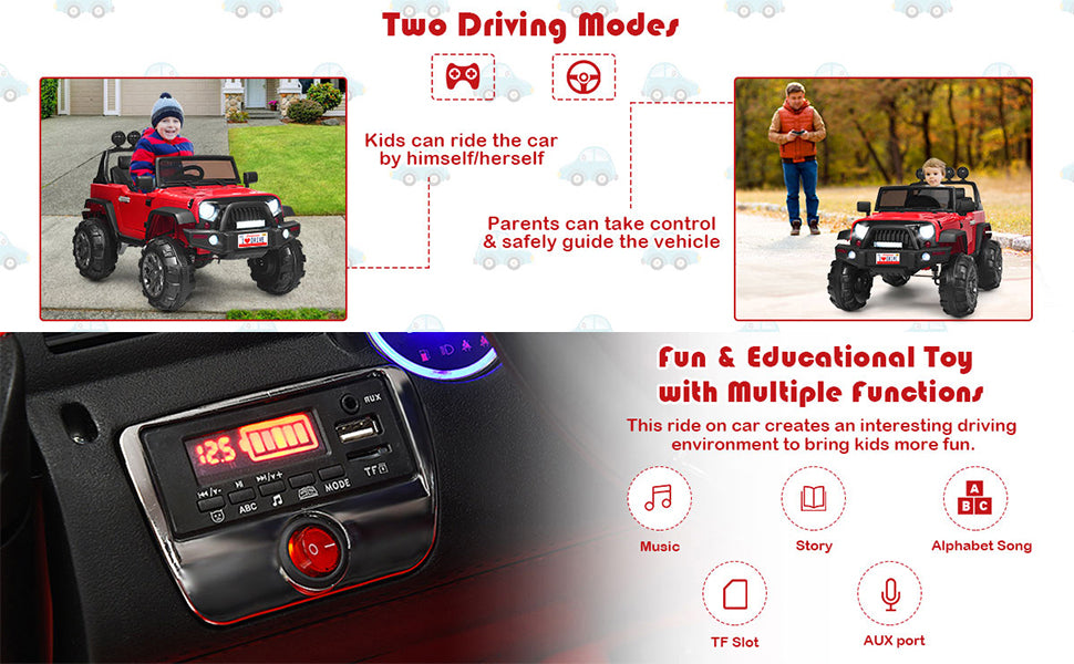 12V Battery Powered Electric Vehicle Kids Ride On Truck with Parent Remote Control