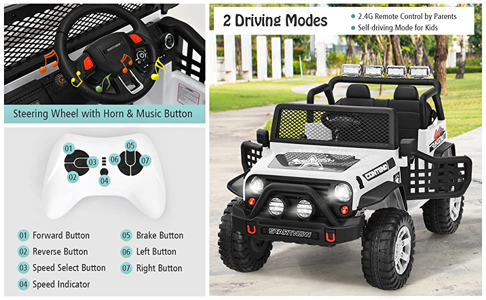 Eletriclife 12V Kids Remote Control Electric Ride On Truck Car with Lights and Music