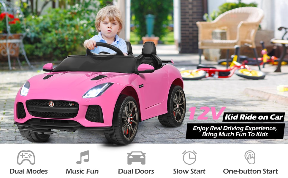 12V Jaguar F-Type SVR Licensed Kids Electric Ride On Car with Parent Remote