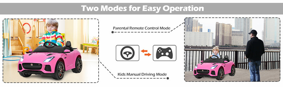 12V Jaguar F-Type SVR Licensed Kids Electric Ride On Car with Parent Remote