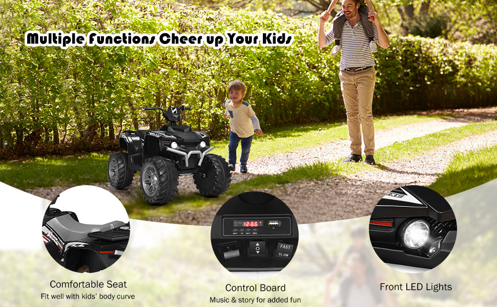 12V Kids Electric 4-Wheeler ATV Quad Ride On Car Toy with LED Lights
