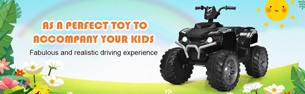 12V Kids Electric 4-Wheeler ATV Quad Ride On Car Toy with LED Lights
