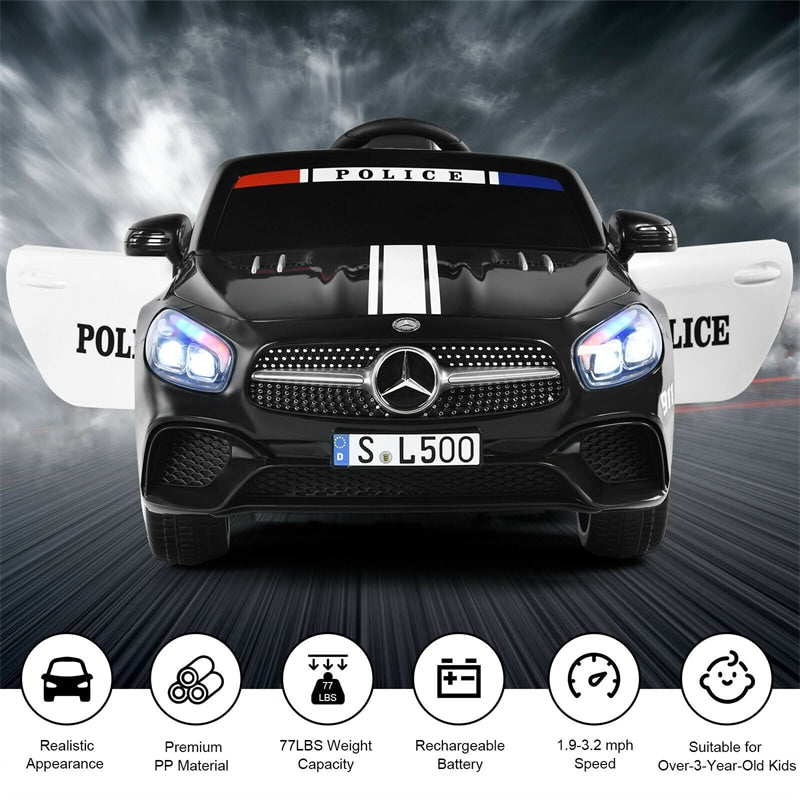 12V Kids Police Electric Ride On Car Licensed Mercedes-Benz SL500 with Remote