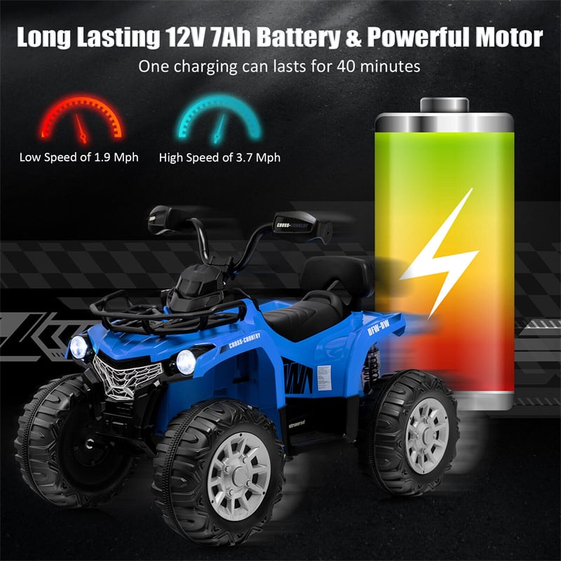 12V Kids Ride-On ATV Toy Car Battery Powered Electric Vehicle with Storage Basket