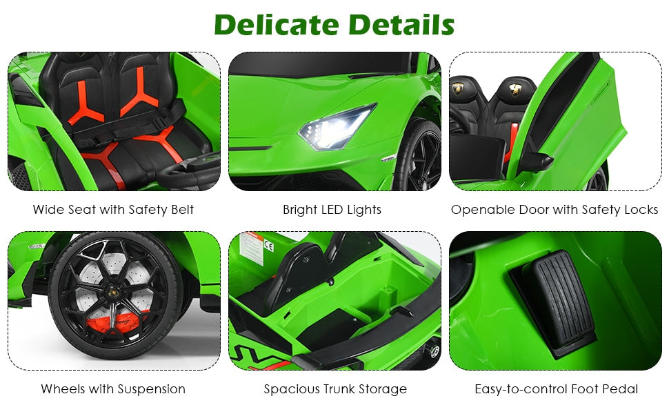 12V Battery Powered Lamborghini SVJ Kids Ride On Car with Trunk & Remote Control