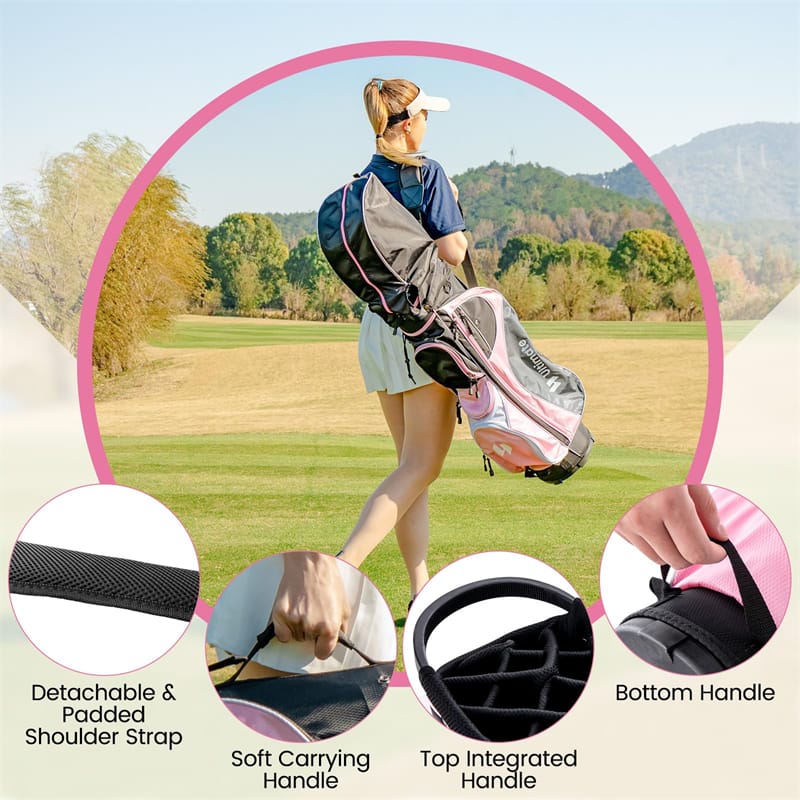 12 Pieces Women’s Complete Golf Club Set Right Hand Golf Club Package Set with 460CC #1 Driver, Portable Golf Cart Bag & Rain Hood