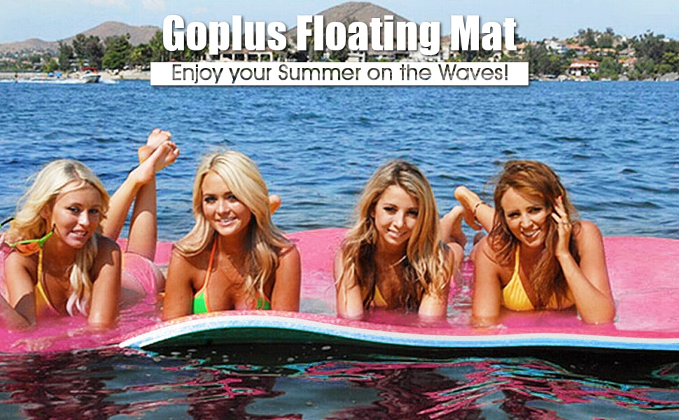 12' x 6' Floating Water Pad Mat 3 Layer Tear-Resistant XPE Foam for Beach Ocean Lake