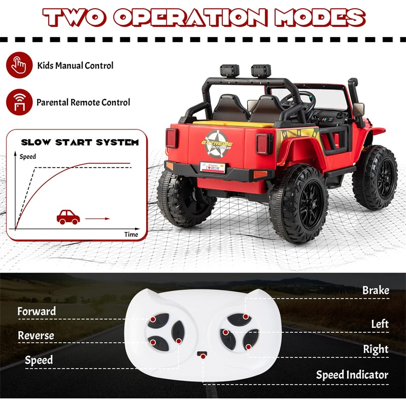 12V 10AH Battery Powered Parent-Child Ride-On Truck Car Electric Vehicle with Remote Control Storage LED Lights Music