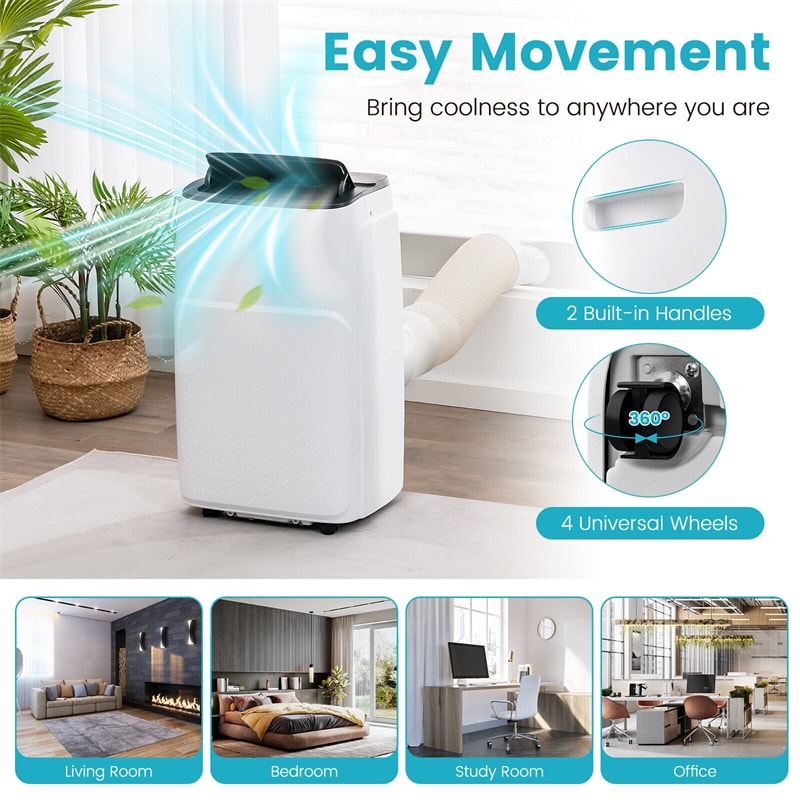 13,000 BTU Portable Air Conditioner Smart WiFi Enabled 4-in-1 AC Unit with Cool, Fan, Dehumidifier, Heater, Remote Control & Window Kit